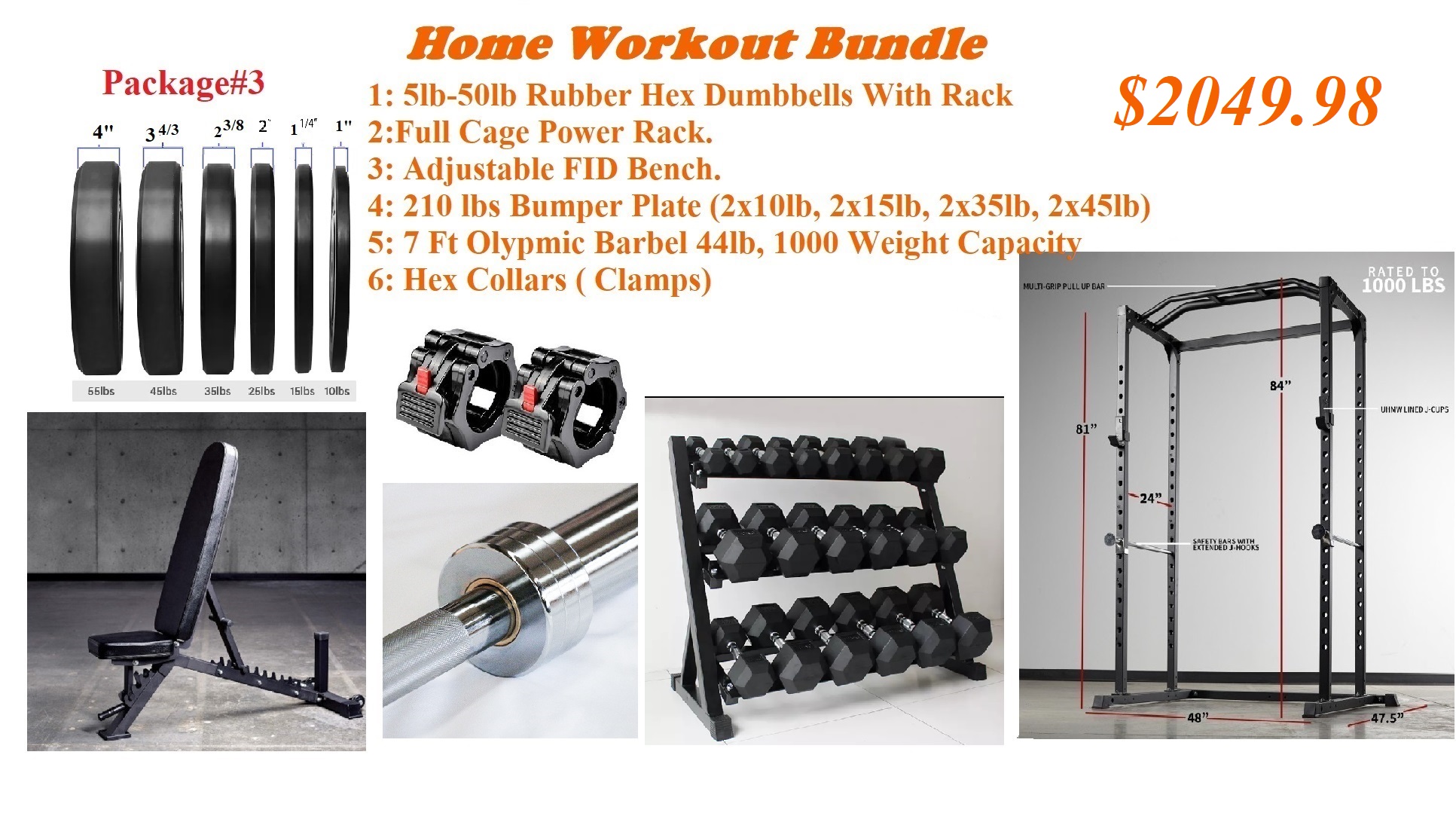 Bodyfit Home Gym Set, Home Gym Equipment Combo,3 Ft Curl +5 Ft
